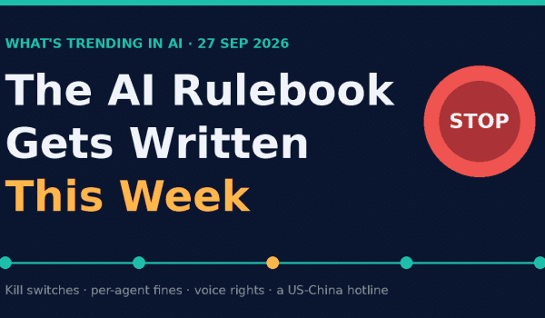 Who Writes the AI Rules? NYC’s Per-Agent Fines, a Voice-Clone Verdict and the Placeholder-Domain Trap (AI Trends, 27 September 2026)